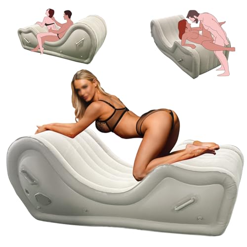 Automatic Inflatable Sex Sofa for G Spot Position Aid, Sex Furniture Sex Bondage Chair with Built-in Air Pump (White)