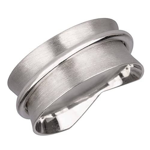 ENERGY STONE 925 Sterling Silver Fidget Ring | Women Spinner Ring | Tapered Back Comfort-Fit | Hand Brushed Silver Finish Base Ring |Classic Minimalism Style | Single Silver Spinner Band | Size 11.5