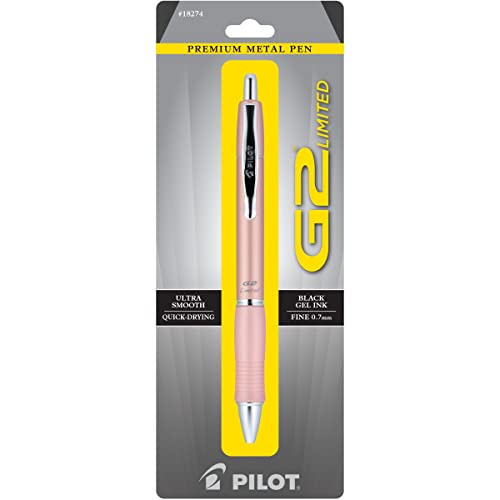 Pilot, G2 Limited Premium Gel Roller Pen, Fine Point 0.7 mm, Rose Gold Barrel, Black Ink