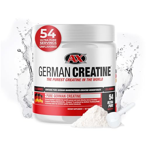 German Creatine - Micronized Creatine Monohydrate Powder, 99.99% Pure Creapure for Muscle Growth, Strength & Performance, Supports Muscle Recovery, 3rd Party Tested, Unflavored - 270g (54 Servings)