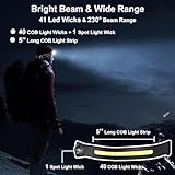 Led Headlamp Rechargeable 6 Packs, 230° Wide Beam Powerful Head Lamp, Motion Sensor Headlamps for Adults, Head Light Rechargeable with 5 Modes, USB C Charging, COB, Spot Light, for Running Working