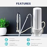 NU Aqua Countertop Water Filter System - 1 Stage w/Chrome Faucet - Over The Counter Top Drinking Water Purifier Filtration & Dispenser for Kitchen Sink - 120-Day Trial - Filtros de Agua para Tomar