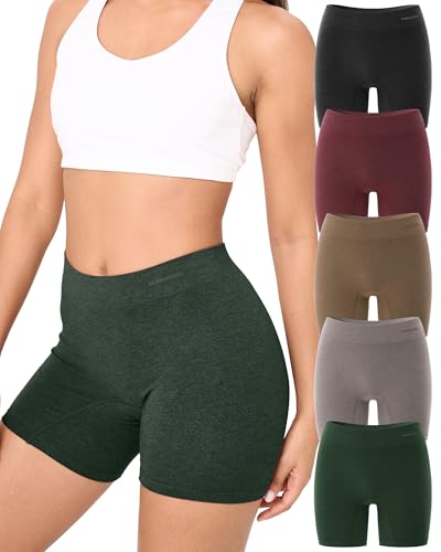 BAMBOO COOL Womens Boyshort Panties Seamless Underwear Stretchy Boxer Briefs For Ladies 5 Pack