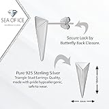 Sea of Ice Sterling Silver Polish Finished Water Drop Dangle, Mini Bar, Triangle, Infinity Minimalist Stud Earrings for Women - Elegant Sterling Silver Earrings for Women – Nickel-Free