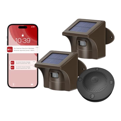 eMACROS Pro 3 Driveway Alarm with Phone App-1/2 Mile Long Range Solar Wireless Driveway Alarm,Outdoor Driveway Alarms Wireless Outside Weatherproof Motion Sensor & Detector