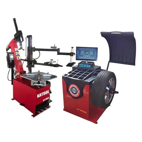 AUTOKATO KT-T850 Tire Changer 2.0HP Bead Blaster and KT-B750 Wheel Balancer Combo Machine Automatic Measurement Ruler for Tire Repair and Wheel Change