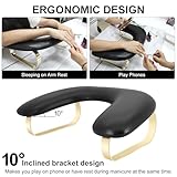 U Shaped Arm Rest for Nails Tech,Soft Manicure Nail Arm Rest,Big Microfiber PU Leather Nail Armrest Stand for Acryli Nails Art Manicure Salon Home Use,Removable Legs (Black)