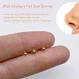 NONTAI 16G Tragus Piercing Jewelry, Threadless Titanium Flat Back Stud Earring Tiny Starbust Helix Conch Jewelry for Women