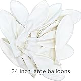 15pcs Latex Big Balloons 24 Inch White Large Balloons Giant Heavy Duty Balloons for Wedding Baby Shower Birthday Party New Year's Day Decorations