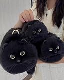 Micotaku Cute Cat Crossbody Handbag Puffy Plush Cat Shaped Shoulder Bag for Women Girl Boy Kid