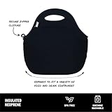 BUILT Gourmet Getaway Soft Neoprene Lunch Tote Bag Lightweight, Insulated and Reusable, One Size, Black