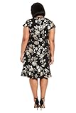 London Times Women's Plus Size Pleated Surplus Cascade Flounce Dress, Black/Gold