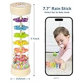 Rain Stick, Montessori Baby Toys for 6-12 Months 1 Year Old, Baby Rattle Wooden Sensory Toys, 7.7” Rainmaker Infant Musical Toys Baby Gifts for 6 7 8 9 12 Month Old Newborn Boys Girls Toddlers