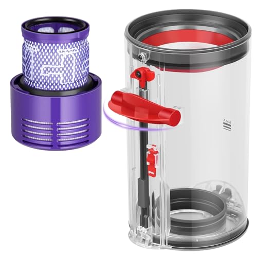 Upgraded Dust Bin Replacement Compatible With Dyson Cyclone V10 Animal,V10 Total Clean,V10 Absolute,V10 Animal,SV12 Vacuum Canister Bin for Part No.969509-01 with 1 HEPA Filter
