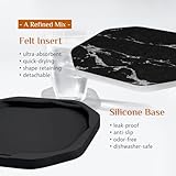 UMIRRO Absorbent Drink Coasters for Tabletop Protection, Silicone Coasters for Drinks Absorbent with Felt Pads, Table Mat for Coffee, Beer, Non-Stick to Cup, Marble Style, Black and White, Set of 4