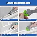 11pc Caulk Remover Tool,5 in 1 Silicone Caulking Tools,Grout Removal Stainless Steel Caulk Tool Kit with 5 Exchange Silicone Head, 4pc Glass Glue Angle Scraper,2pc blade for Kitchen,Bathroom