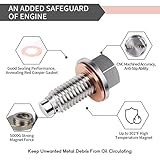 DEEFILL M12 x 1.75 Magnetic Oil Drain Plug, Stainless Steel Sump Drain Nut Bolt with Copper Crush Washer Compatible with GMC, Chevrolet, Buick, Cadillac