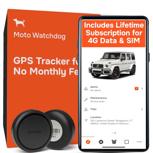 GPS Tracker for Vehicles No Monthly Fee, No Subscription, 4G SIM and Data Included, Business Fleets, Speeding Alerts, Trip History, Mileage Tracking, Geofence, Magnetic, USA Developed, Moto Watchdog