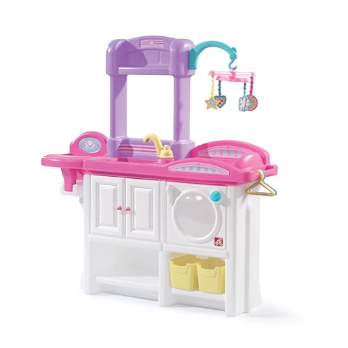 Step2 Love & Care Deluxe Baby Doll Nursery Playset for Kids, Compact Changing Station & Crib, Made of Durable Plastic, Includes Toy Accessories, For Toddlers 2-6 Years Old, Pink