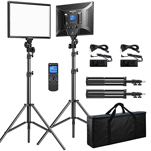 Dazzne D50 LED Video Light Panel Lights 15.4", 2 Packs 45W 3000K-8000K Bi-Color Dimmable Photography Lighting, CRI 96+ Videography Lighting for Video Shooting/Gaming/Live Stream/Studio/Film