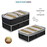 ZOBER Expandable Clothes Storage Bags [70L Capacity] (1 Pack) - 2 Adjustable Sizes for Compact Under Bed Storage, Reinforced Carry Handles- for Comforter Blanket Bedding