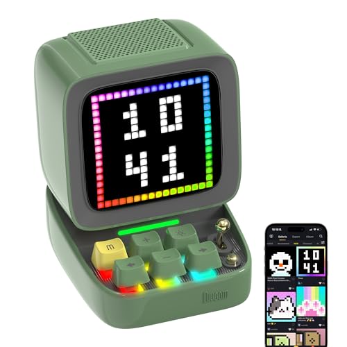 Divoom Ditoopro Bluetooth Pixel Art Speaker, DIY Animation LED Display with App Control, Fun Gaming Speaker, Kawaii Decor for Living Room, Bedside Desk, Office, Green