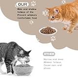 6 Pack Cat Food Bowl, Ceramic Cat Bowls, Anti Whisker Fatigue Cat Dishes Set,Shallow Wide Kitten Plates for Food and Water, 5.5 Inches Kitten Bowls Cute Cat Feeding Bowls Set (Cat's Paw+Fishbone)