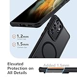 Mondelete for Samsung Galaxy S21 Ultra Case, [Compatible with MagSafe], Adjustable Kickstand,Military Grade Drop Tested, Translucent Matte Phone Case for Galaxy S21 Ultra Case (Black)