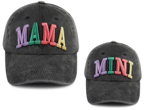 Mama and Mini Hats for Women, Mommy and Me Matching Outfits, Mom Daughter Girls Baseball Cap, Christmas Mother's Day Party Decorations Birthday Gifts Black