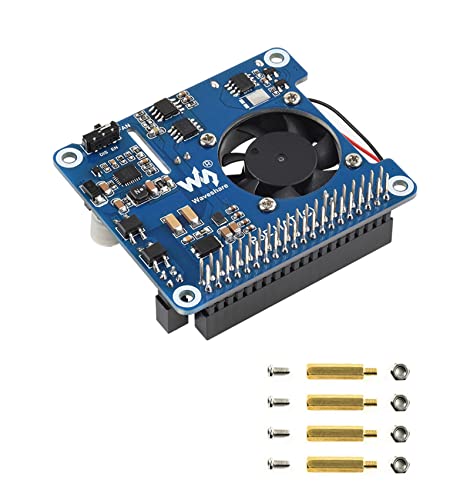 waveshare Power Over Ethernet (PoE) HAT for Raspberry Pi 4B/3B+, 802.3af/at PoE Network Standard, 5V USB-A&12V Header Outputs, PoE HAT Onboard Cooling Fan and MP8676 Buck Chip, Isolated