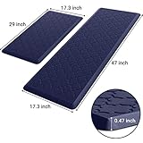 Kitchen Mat [2 PCS] Cushioned Anti-Fatigue Floor Mat, Waterproof Non-Skid Kitchen Mats and Rugs, Ergonomic Comfort Foam Kitchen Rugs, Standing Mat for Kitchen, Floor,Office, Sink, Laundry(Blue)