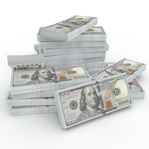 NovaPlay 1000 Pcs Play Money - Premium Fake Prop Money for Movies, Games & Education - Realistic Design Prop Cash Bills for Film, Parties, Magician Shows.