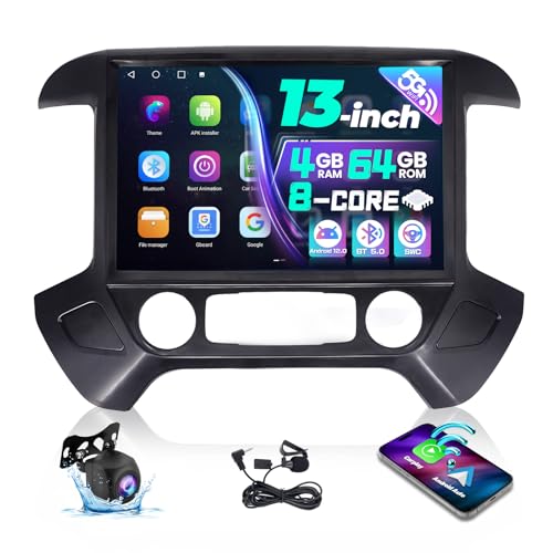 LASERTAIL 13.1 Inch 8 Core Car Radio for Chevy Silverado Sierra 2014-2018 Stereo Upgrade 2K Silverado Touch Screen Head Unit Carplay Android Auto 5Ghz WiFi SWC GPS AHD Backup Camera 4+64GB