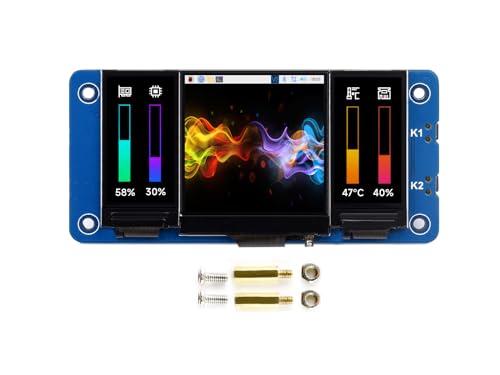 Triple LCD HAT for Raspberry Pi Zero/Zero W/Zero WH/2B/3B/3B+/4B, Onboard 1.3inch IPS LCD Main Screen, Dual 0.96inch IPS LCD Secondary Screens, 2X User-Defined Keys, SPI Communication