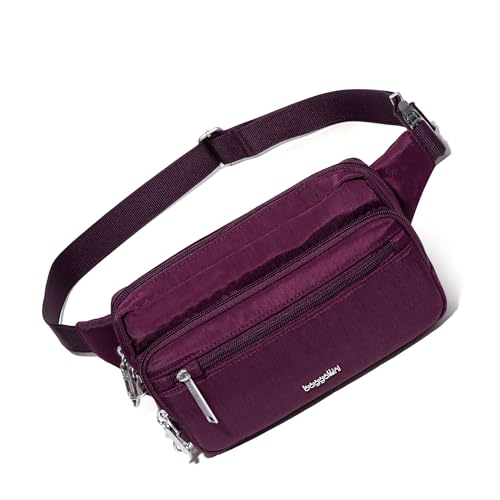 Baggallini Securtex Anti-theft Belt Bag 8.8"x5.5" Crossbody Fanny Pack for Women RFID Wallet Locking Zipper Travel Purse