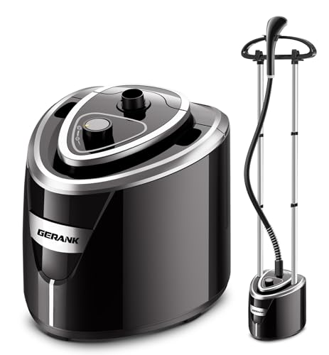 Gerank Steamer for Clothes, 1500W Standing Garment Steamer with 35s Fast Heating, 2.5L Water Tank for 1.5H Steaming, Adjustable Height Stand with Clothes Hanger, Professional Wrinkle Removal