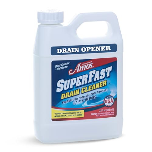 Professor Amos' Superfast Drain Cleaner Dissolve Hair, Grease, Food & Build Up Fast, 4-6 Applications Per Bottle