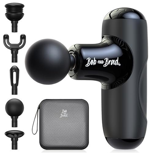 BOB AND BRAD Q2 Mini Massage Gun, Pocket-Sized Deep Tissue Massager Gun, Portable Percussion Muscle Massager Gun, Ultra Small & Quiet Muscle Massage Gun with Carry Case, FSA and HSA Eligible -Black