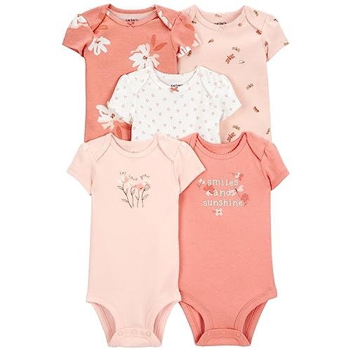 Carter's baby-girls Multi-pk Bodysuits (Pink/White Love, 9 Months)