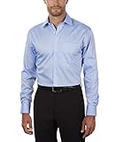 Tommy Hilfiger Men's Dress Shirt Regular Fit Non Iron Solid, Blue, 16.5" Neck 34"-35" Sleeve