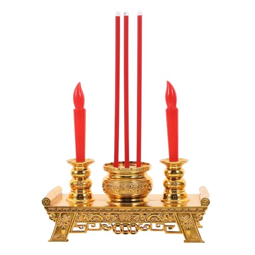 Beaupretty Led Decor Led Electronic Incense Burner Stick Buddhist Candle Lamp Retro Light Chinese Traditional Candlestick Feng Shui Buddhist Worship Prayer Altar Supplies Dragon Incense Burner