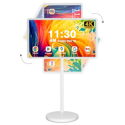 Esduche 32in Portable TV on Wheels with Smart Touch Screen Monitor, Android 13 | 8+128G Storage, Rolling Tablet Built-in 5-8H Battery | Support Google Play | Full Swivel Rotation | Remote Control