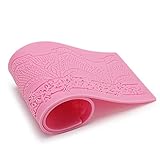 Beasea Lace Molds for Cake Decorating, 5pcs Lace Fondant Molds Silicone Lace Molds, Lace Mats and Molds Pink Flower Pattern Silicone Molds for sugar lace Craft Tools