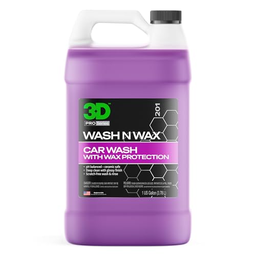 3D Wash N Wax Car Wash Soap - pH Balanced, Easy Rinse, Scratch Free Soap with Wax Protection - 1 Gallon