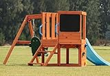 Dolphin Playground 5 in 1 Multifunction Toddler Swing Sets for Backyard, Outdoor Playset with Baby Swing, Outdoor Table, Blackboard, Slide, and Rock Climbing Wall,Toddler Swing Sets Ages 18mo to 4yrs