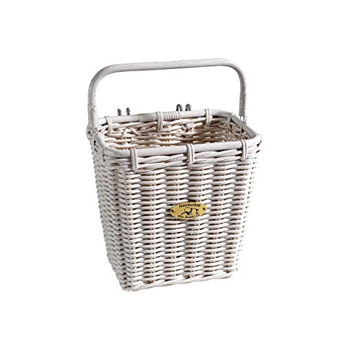 Nantucket Bicycle Basket Co. Cruiser Pannier Basket with Hooks, White