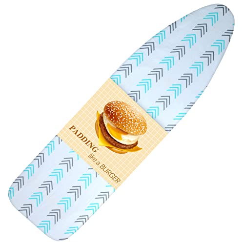 Thick Ironing Board Cover and Pad 15x54 Standard Size 4 Layers Padding with 2" Elastic, Stain Resistant & Durable Scorch, 2 Click Buckles for Smooth Iron and Easy Installation, Chevron Arrow