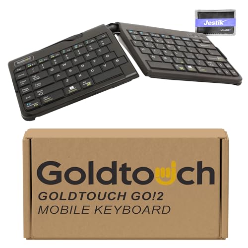 Goldtouch Go!2 Mobile Keyboard (GTP-0044) - Portable Foldable Travel Ergonomic Keyboard with USB for PC & Mac, Plus Jestik Microfiber Cloth - Value Bundle
