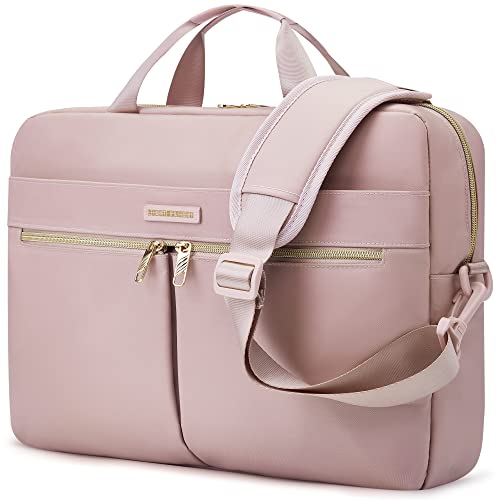 LIGHT FLIGHT Laptop Bag, 15.6 Inch Business Briefcase,Water-Repellent Shoulder Messenger Bag,Computer Bag Work Office Travel,Pink