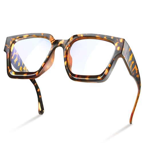 livho Oversized up to 99% Blue Light Blocking Glasses for Woman - Rectangle Fashion Glasses for Computer, Chic Preppy Frame